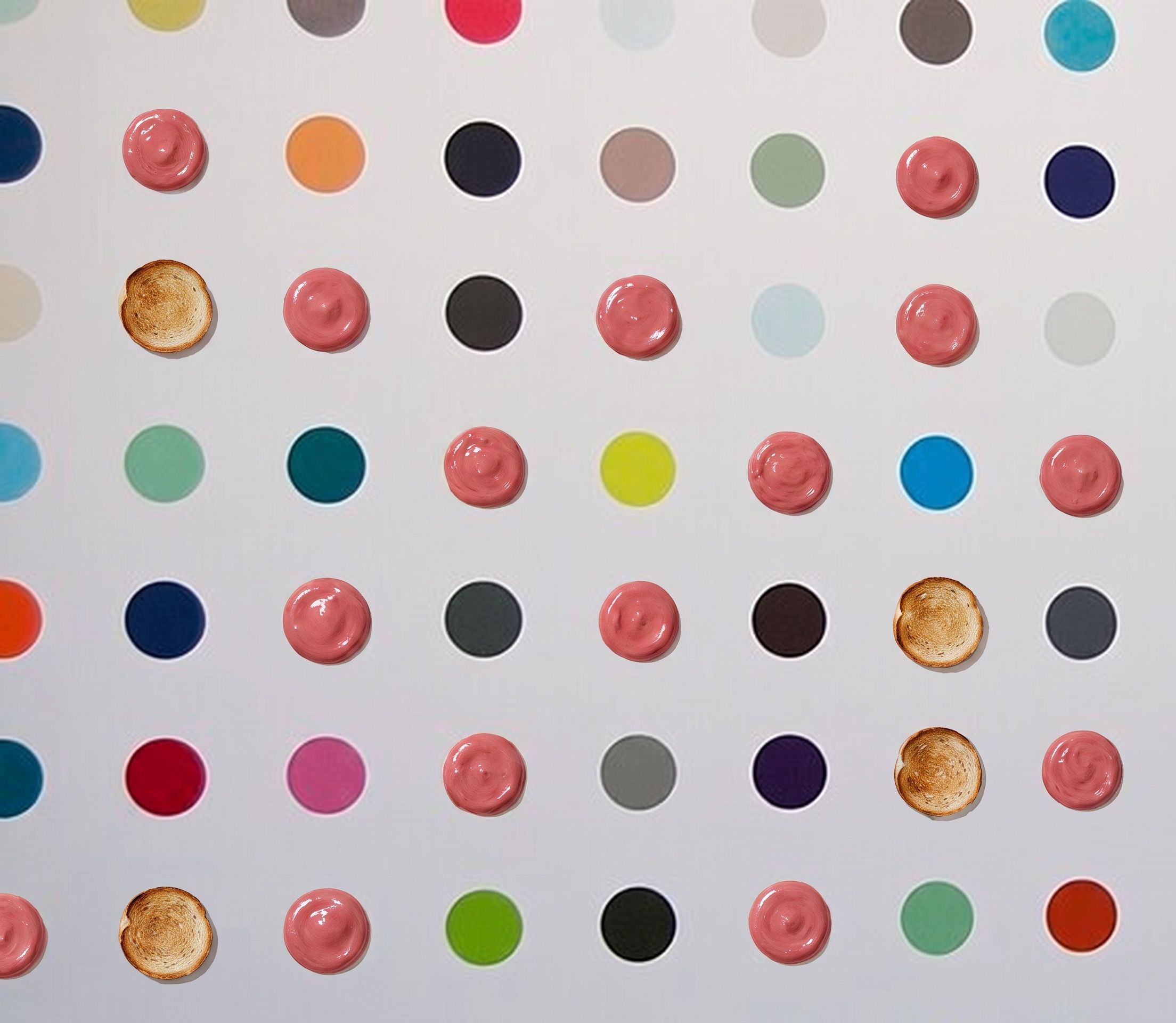 Stippen, deels belegd, naar Damien Hirst, 2012