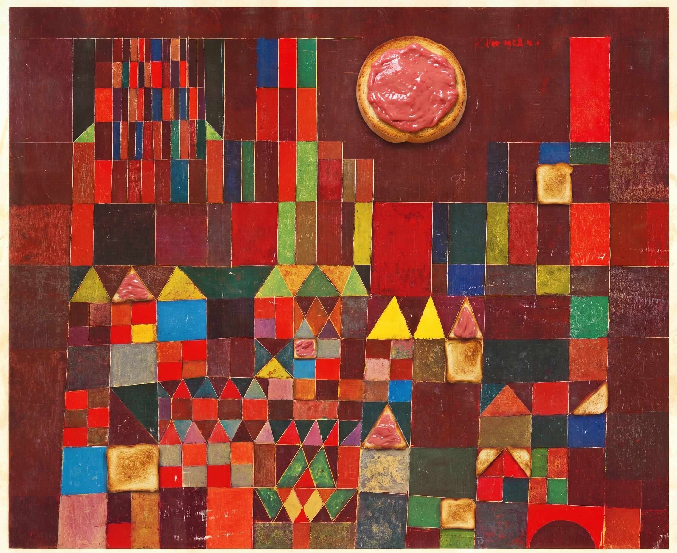 Kasteel en toast, naar Paul Klee, 1928