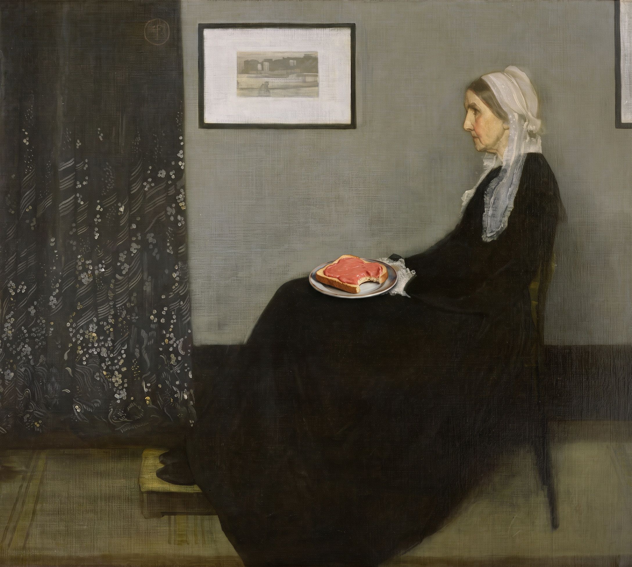 Whistlers moeder neemt een hapje, naar James McNeill Whistler, 1871